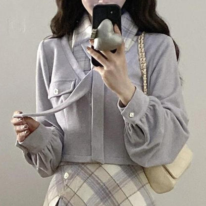 スノウグレーリボン・チェックセットアップ(L/LL/3L/4L/5L)