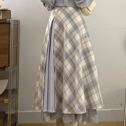 スノウグレーリボン・チェックセットアップ(L/LL/3L/4L/5L)