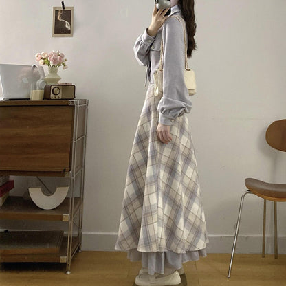 スノウグレーリボン・チェックセットアップ(L/LL/3L/4L/5L)