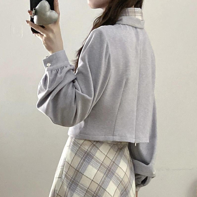 大きいサイズ レディース スノウグレーリボン・チェックセットアップ(L/LL/3L/4L/5L)