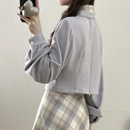 スノウグレーリボン・チェックセットアップ(L/LL/3L/4L/5L)