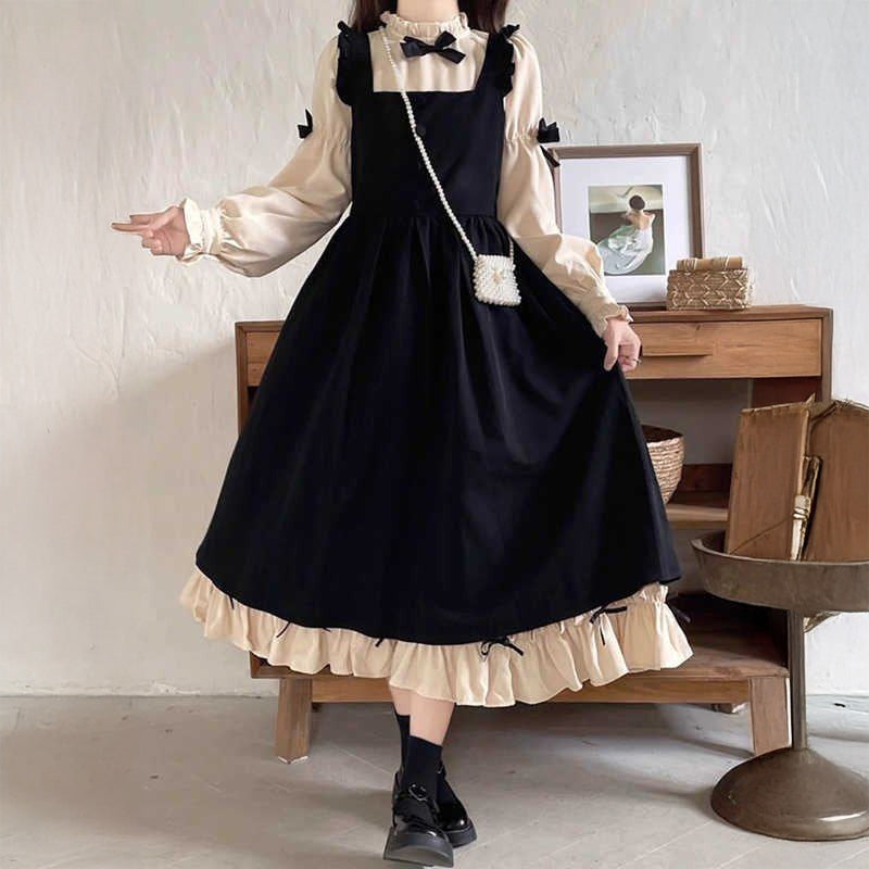 大きいサイズ レディース ナイトメモワール・リボンレイヤードワンピースセット(L/LL/3L/4L/5L)