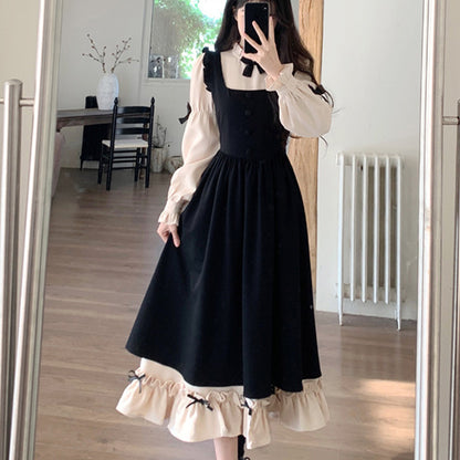 ナイトメモワール・リボンレイヤードワンピースセット(L/LL/3L/4L/5L)