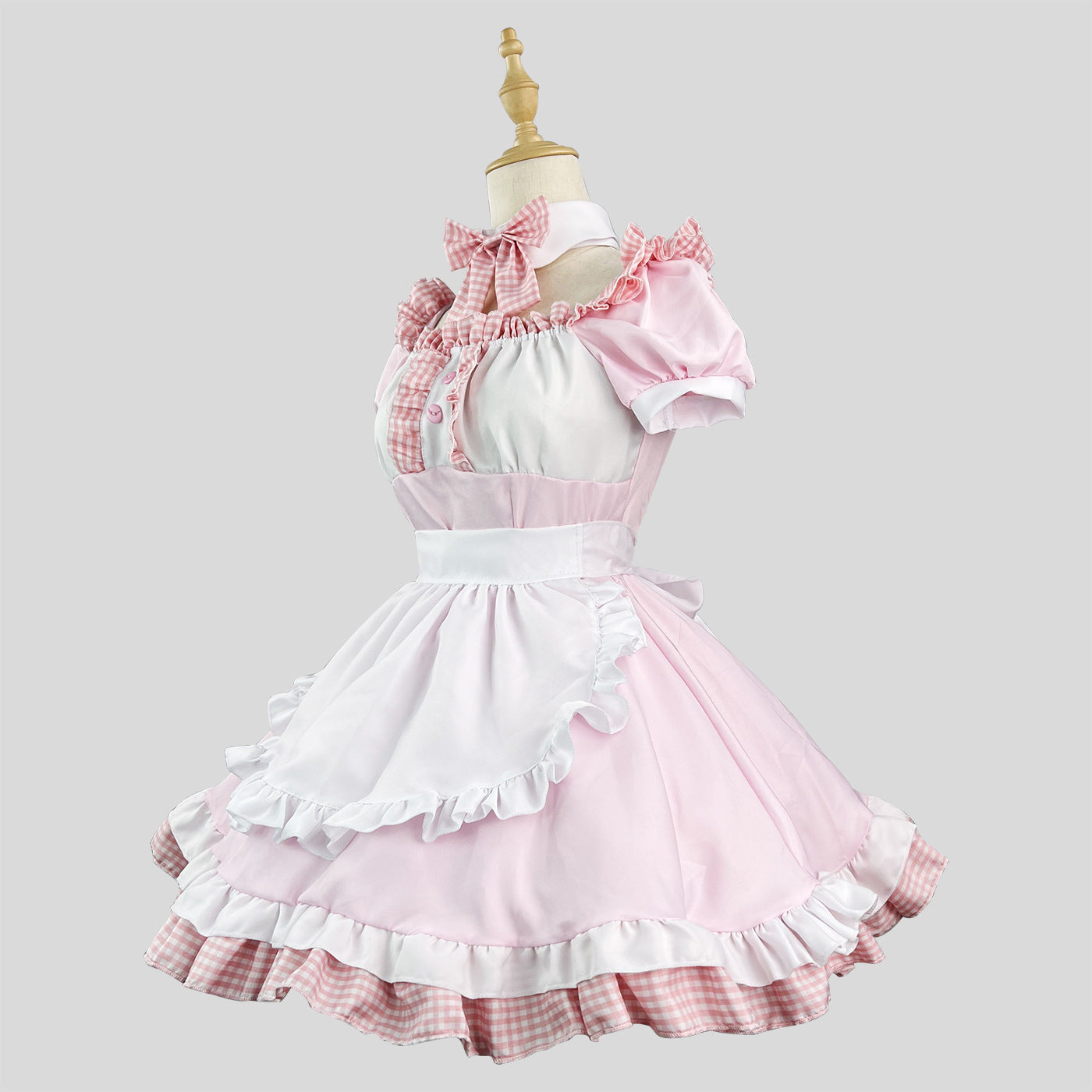 大きいサイズレディースギンガムピンクちゃんのどきどきメイド (M/L/2L/3L/4L/5L/6L)/コスプレ/ハロウィン
