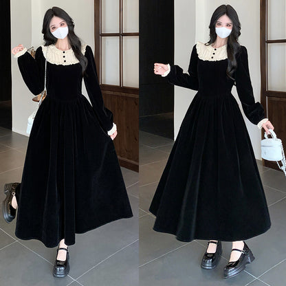 ノワールミルフィーユ襟ワンピース(L/LL/3L/4L/5L)