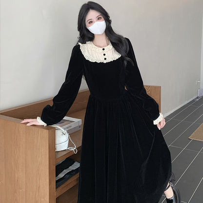 ノワールミルフィーユ襟ワンピース(L/LL/3L/4L/5L)