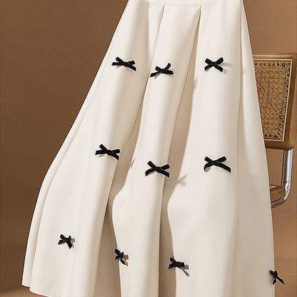 クラシックラインのリボンロングスカート(L/LL/3L/4L/5L)