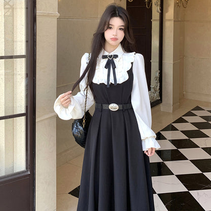 大人のガーリーフリルカラーベルトワンピース(L/LL/3L/4L/5L)