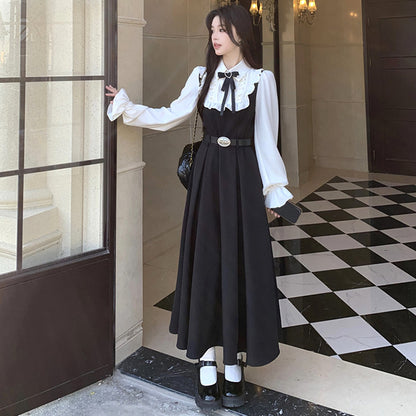 大人のガーリーフリルカラーベルトワンピース(L/LL/3L/4L/5L)