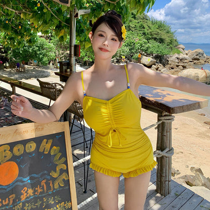 トロピカルブルーム・ギャザーフレア水着セット(LL/3L/4L/5L/6L/7L)