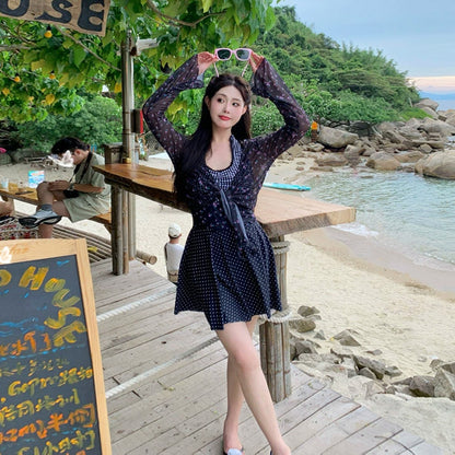 ドットミスト・シアーフラワーカーデ水着(LL/3L/4L/5L/6L/7L)