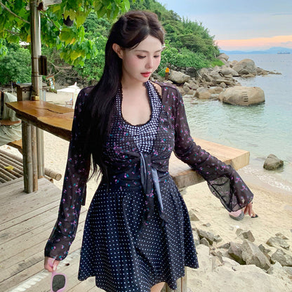 ドットミスト・シアーフラワーカーデ水着(LL/3L/4L/5L/6L/7L)