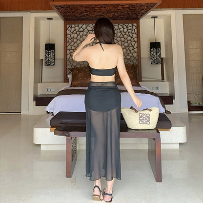 Beautiful Silhouette Black Draped Swimwear (L/LL/3L/4L/5L)