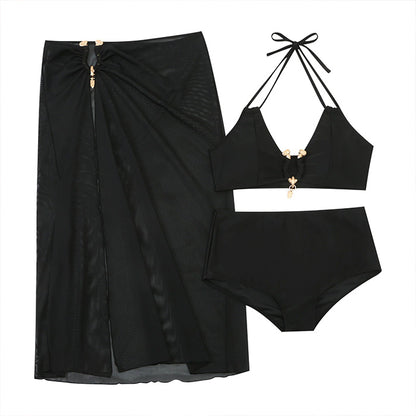 Beautiful Silhouette Black Draped Swimwear (L/LL/3L/4L/5L)