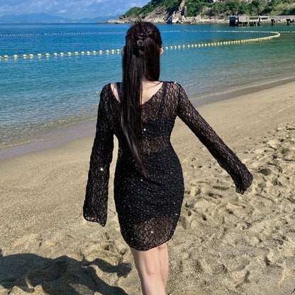 ナイトグリッター・透け感ドレススイムウェア(LL/3L/4L/5L/6L/7L)