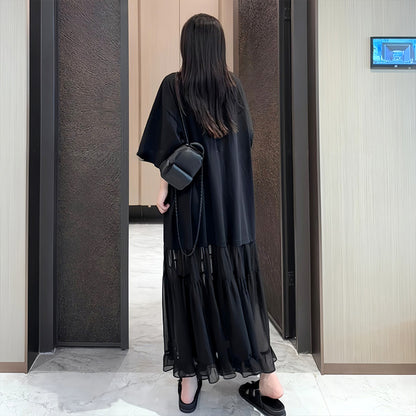 ノワールシフォン・ゆるふわレイヤーワンピース(L/LL/3L/4L)