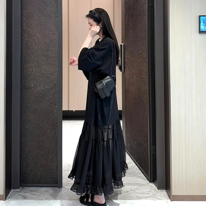 ノワールシフォン・ゆるふわレイヤーワンピース(L/LL/3L/4L)