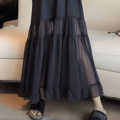 ノワールシフォン・ゆるふわレイヤーワンピース(L/LL/3L/4L)