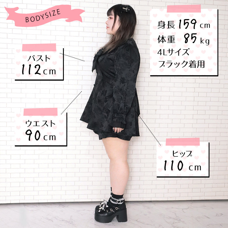 大きいサイズレディースサテンジャガードの悪魔ちゃんのセットアップ(3L/4L/5L/6L)/Taberunosky（タベルノスキー）