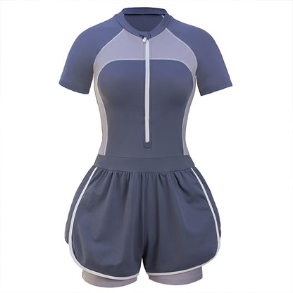 ライトグレーブルー・アクティブカバー水着(L/LL/3L/4L/5L/6L)