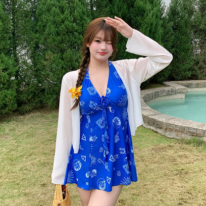 チェックフレア・体型カバースイム3点セット(LL/3L/4L/5L/6L)