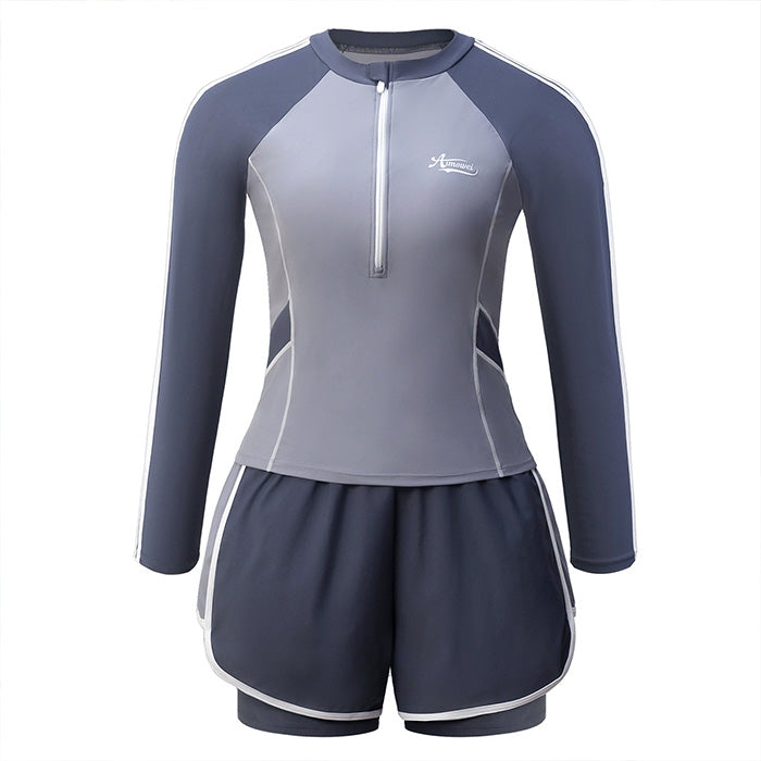 大きいサイズ レディース 大人スポーティ・細見えラッシュガード水着(L/LL/3L/4L/5L/6L)