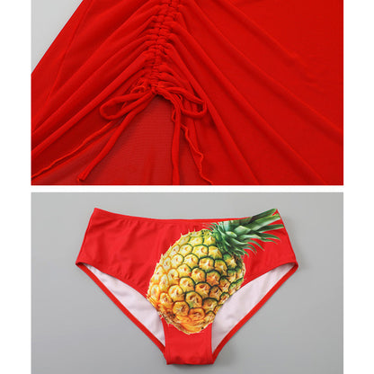 トロピカルフルーツのシアーカバー水着セット(L/LL/3L/4L/5L)