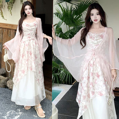 Rose Fleur Flowy Camisole Dress Set (L/LL/3L/4L/5L)