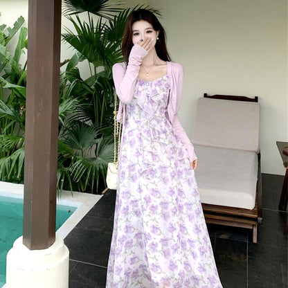 花霞ロングロマンティックアンサンブルワンピースセット(L/LL/3L/4L/5L)