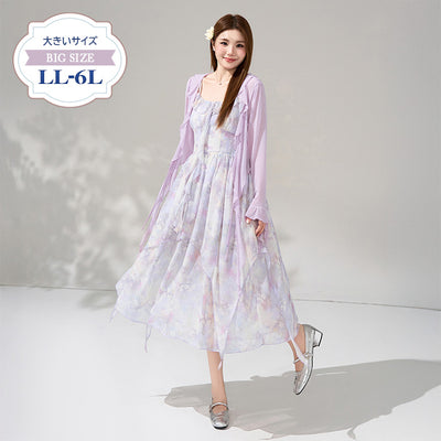 月花しずくのシフォンキャミワンピースセットアップ(LL/3L/4L/5L/6L)