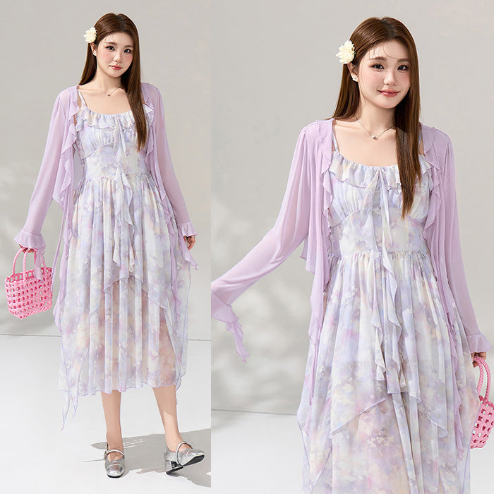 月花しずくのシフォンキャミワンピースセットアップ(LL/3L/4L/5L/6L