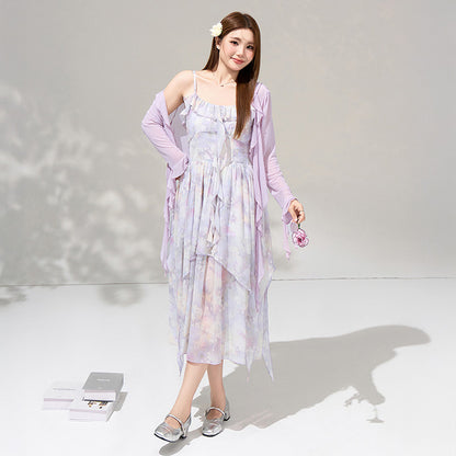 月花しずくのシフォンキャミワンピースセットアップ(LL/3L/4L/5L/6L)