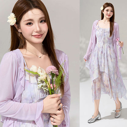 月花しずくのシフォンキャミワンピースセットアップ(LL/3L/4L/5L/6L)