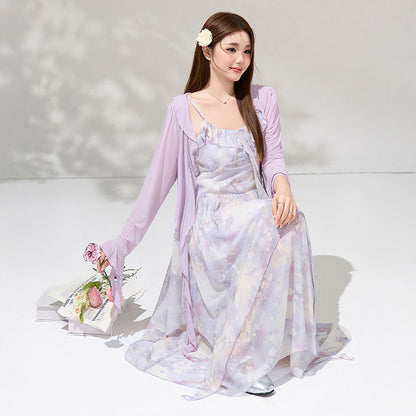 月花しずくのシフォンキャミワンピースセットアップ(LL/3L/4L/5L/6L)