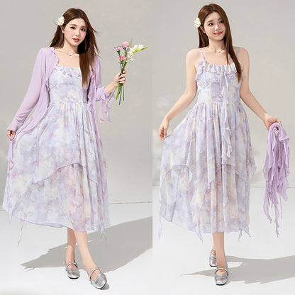 月花しずくのシフォンキャミワンピースセットアップ(LL/3L/4L/5L/6L)