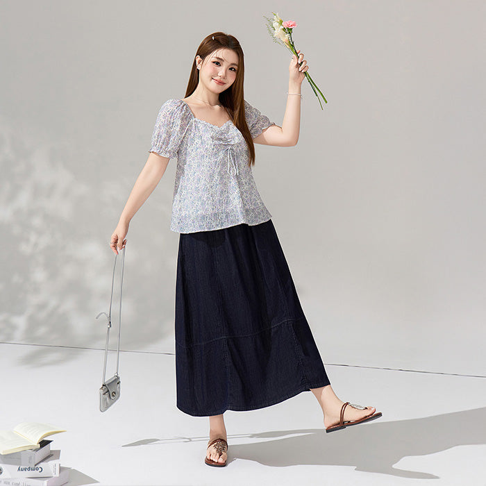 大きいサイズ レディース Small Floral Fluffy Wind Blouse (US 14/16/18/20/22)