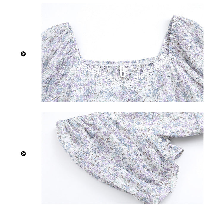 大きいサイズ レディース Small Floral Fluffy Wind Blouse (US 14/16/18/20/22)