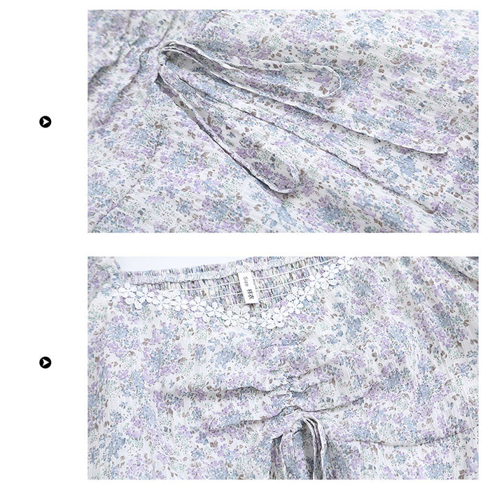 大きいサイズ レディース Small Floral Fluffy Wind Blouse (US 14/16/18/20/22)