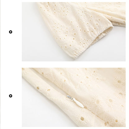 ミルクレモン刺繍のやわ風ロングワンピース(LL/3L/4L/5L/6L)