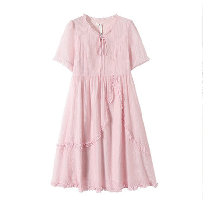 桜ミルフィーユのフリルレイヤードワンピース (3L/4L/5L/6L/7L)