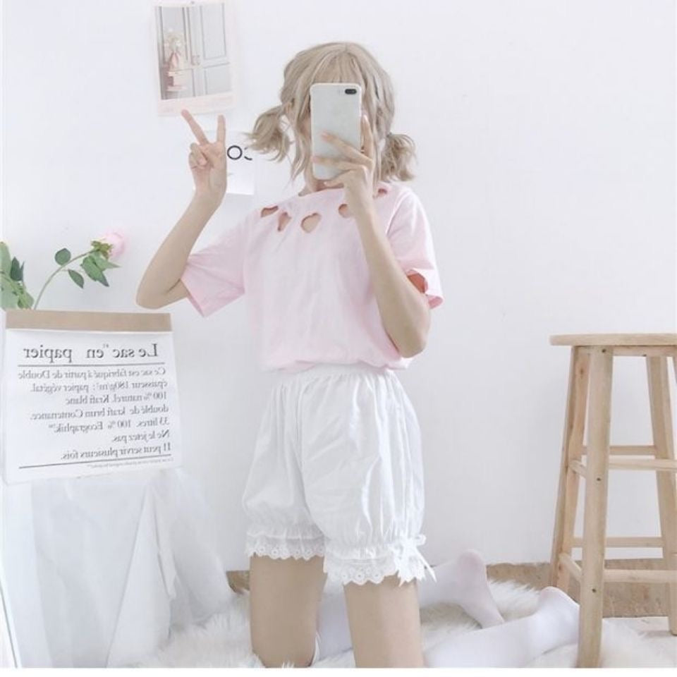 Embroidered lace hem, visible petticoat pants, chafing prevention (2L/3L/4L/5L) / Plus size innerwear