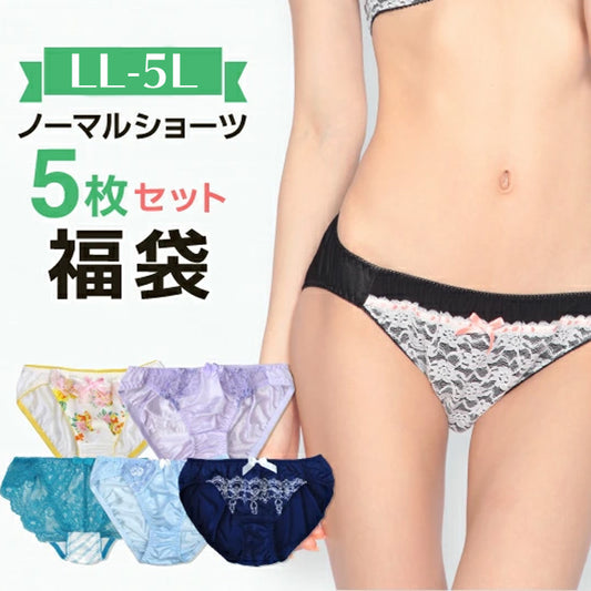 ≪5点セット福袋≫ ノーマルショーツ 福袋5枚セット(大きいサイズLL/３L/4L/5L)