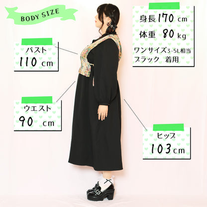 ゴブランフェイクベストワンピース（ワンサイズ/3L-4L-5L相当)/Taberunosky（タベルノスキー）