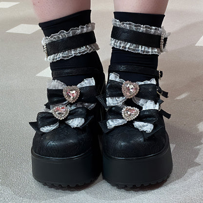 Platform lace ribbon pumps (40/41) / large size shoes