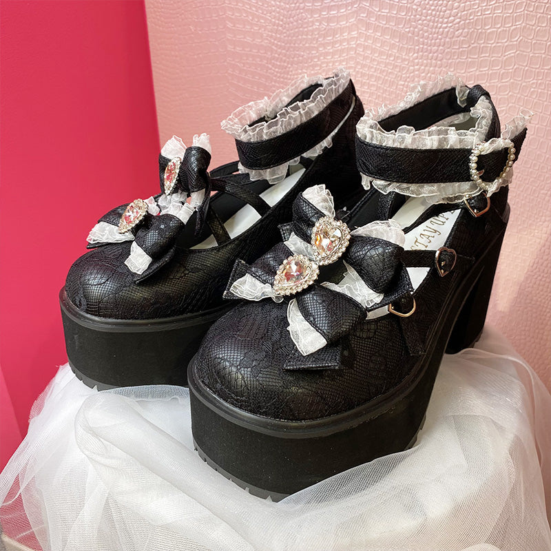 ORR ブラック リボン付きパンプス 収納袋付き リボン パンプス 5E 本革 レザー 黒 フォーマル エナメル 結婚式