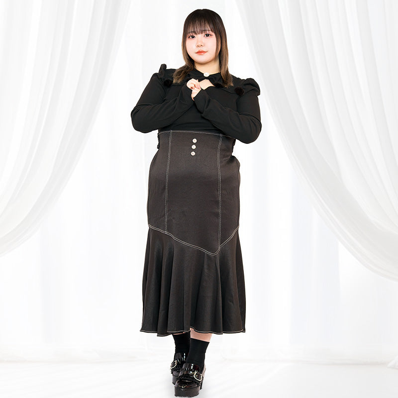 ハートビジューのマーメイドラインスカート(3L/5L)/Taberunosky（タベルノスキー）