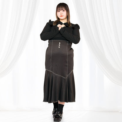 ハートビジューのマーメイドラインスカート(3L/5L)/Taberunosky（タベルノスキー）