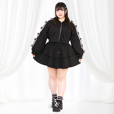 Black Ribbon Cropped Jersey Ribbon Set (3L/5L) / Taberunosky