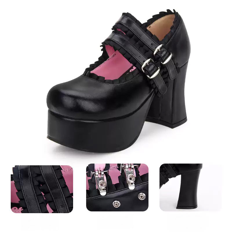 [Orders accepted up to 29cm] Dark Angel Frill Pumps