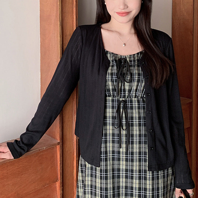 Lightweight and fluffy V-neck cardigan in plus sizes (LL/3L/4L/5L/6L)